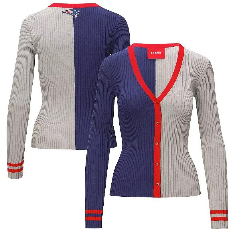 Womens STAUD /Gray New England Patriots Cargo Sweater Blue Product Image