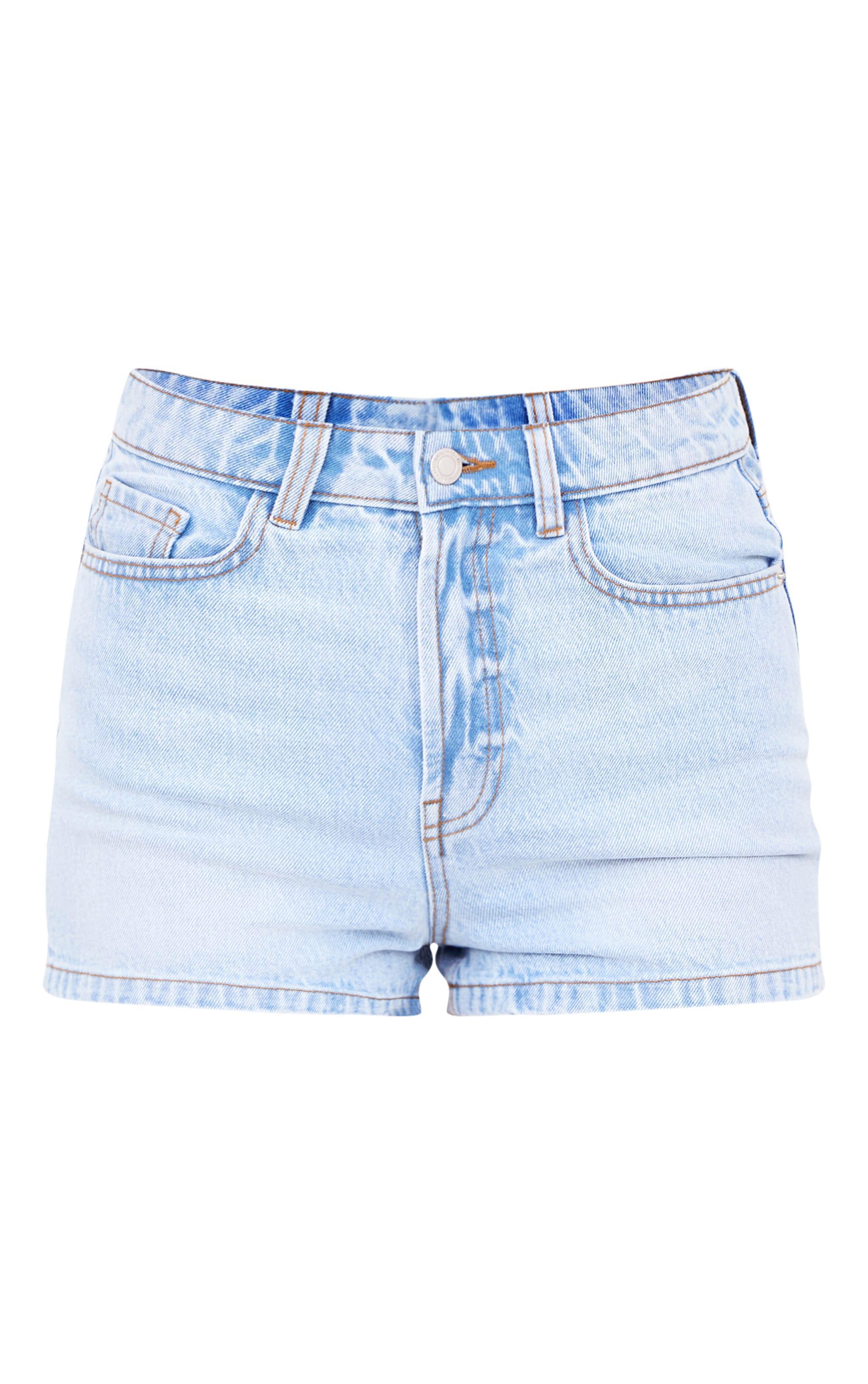 PRETTYLITTLETHING Light Blue Wash Basic Denim Shorts Product Image