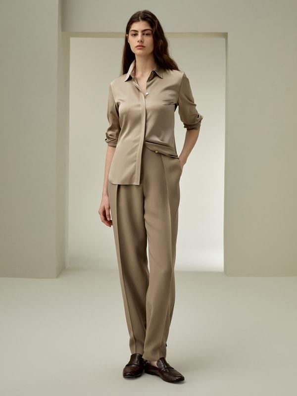 Elegant Silhouette Silk Shirt Product Image