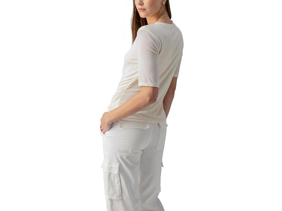 Sanctuary Half Sleeve Perfect Mesh Tee (Birch) Women's Clothing Product Image