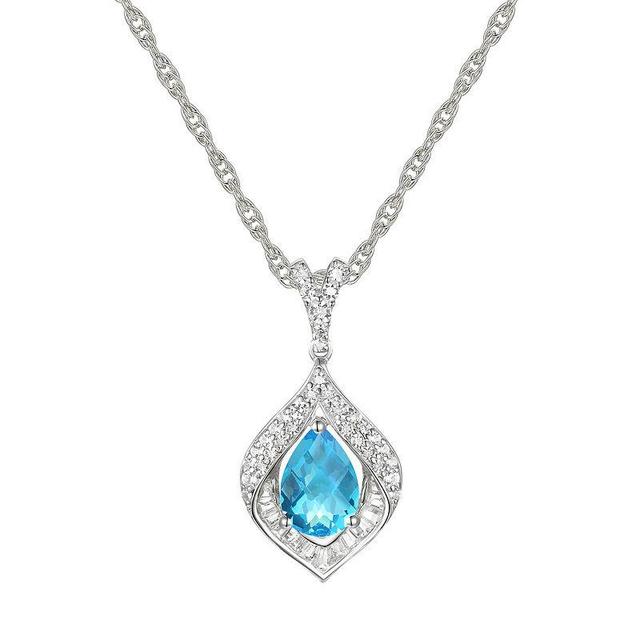 Sterling Silver Blue Topaz Pendant, Womens Product Image