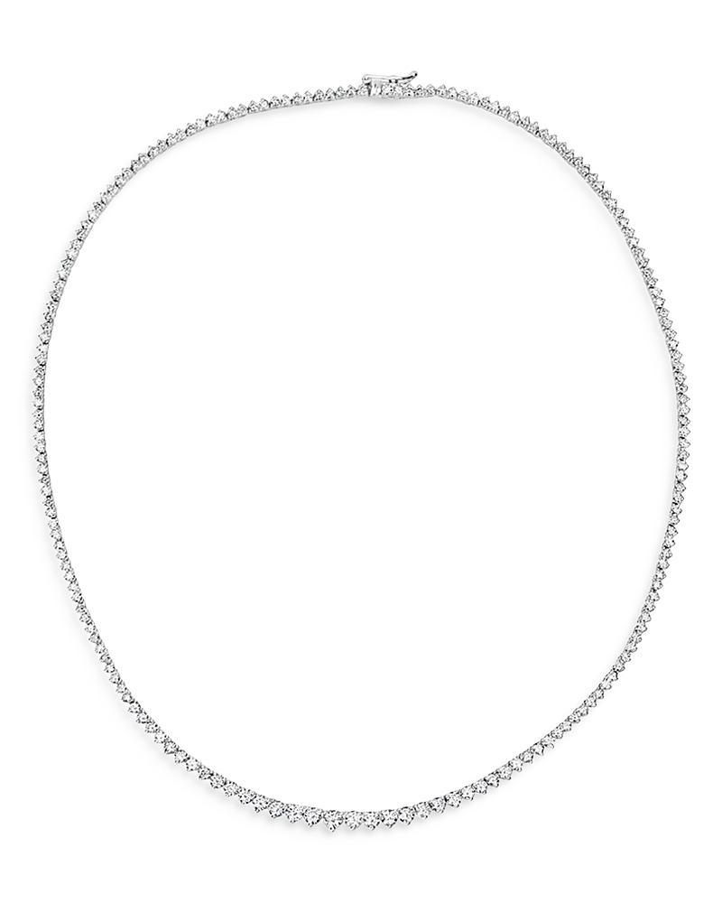 Womens 14K White Gold & Diamond Three-Prong Tennis Necklace Product Image