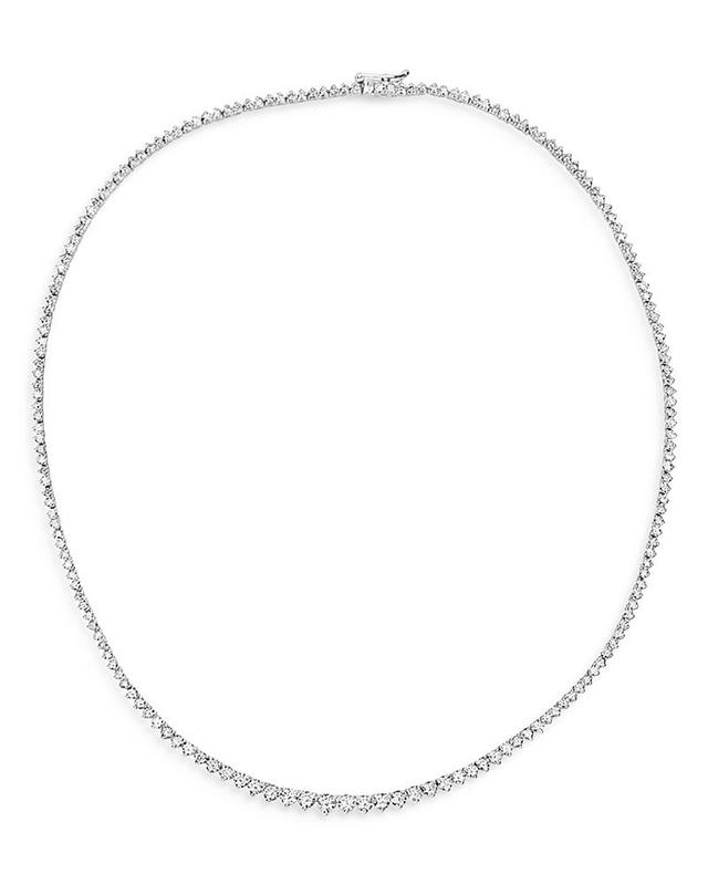 Womens 14K White Gold & Diamond Three-Prong Tennis Necklace Product Image