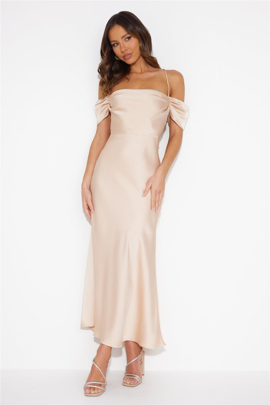 Lover Of Love Satin Maxi Dress Champagne Product Image