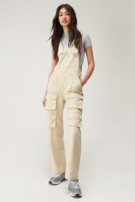 Pocket Detail Denim Cargo Overalls Product Image