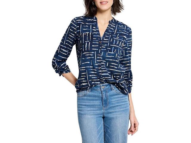 NIC+ZOE Indigo Dash Live In Shirt (Indigo Multi) Women's Clothing Product Image