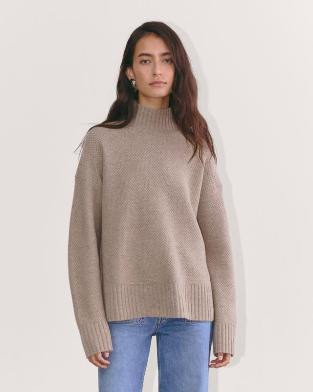 The Honeycomb Funnel Neck in Wool Cashmere Product Image