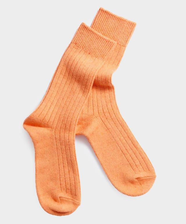 RoToTo Cotton Wool Ribbed Crew Sock in Orange Product Image