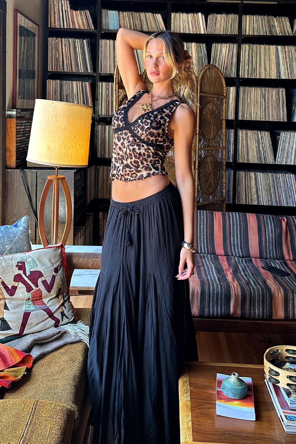 Violetta Black Gauze Maxi Skirt Product Image