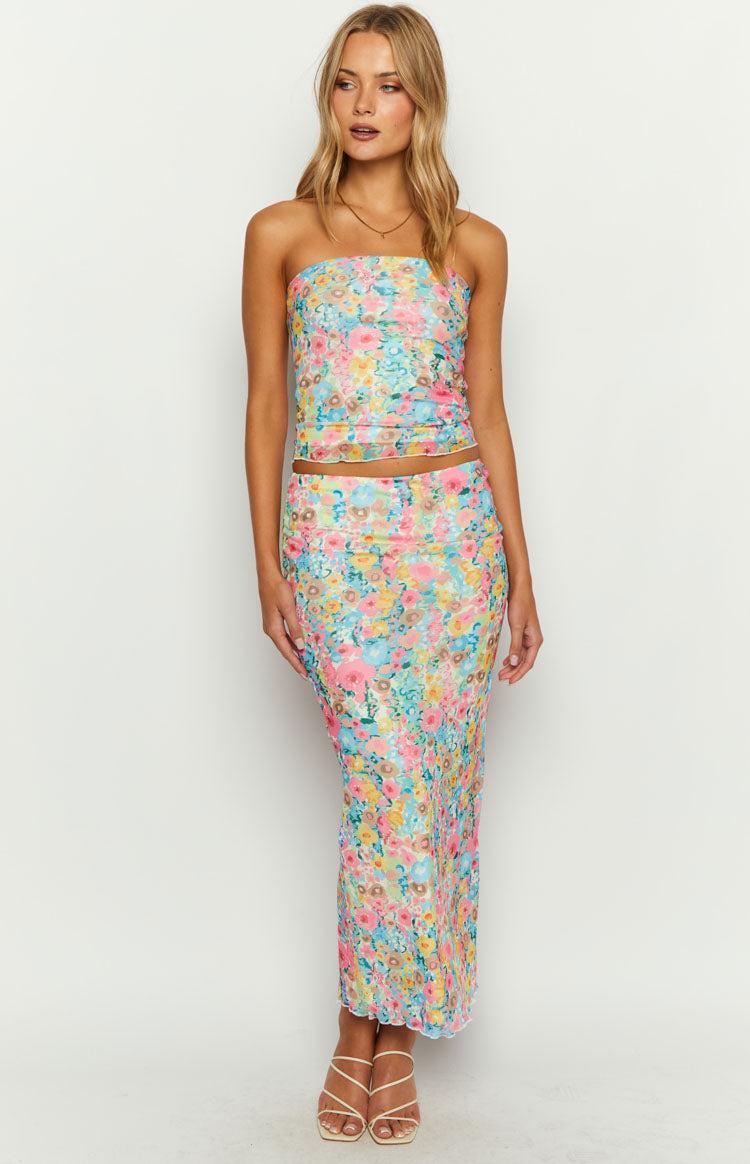 When in Rome Multi Floral Maxi Skirt Product Image