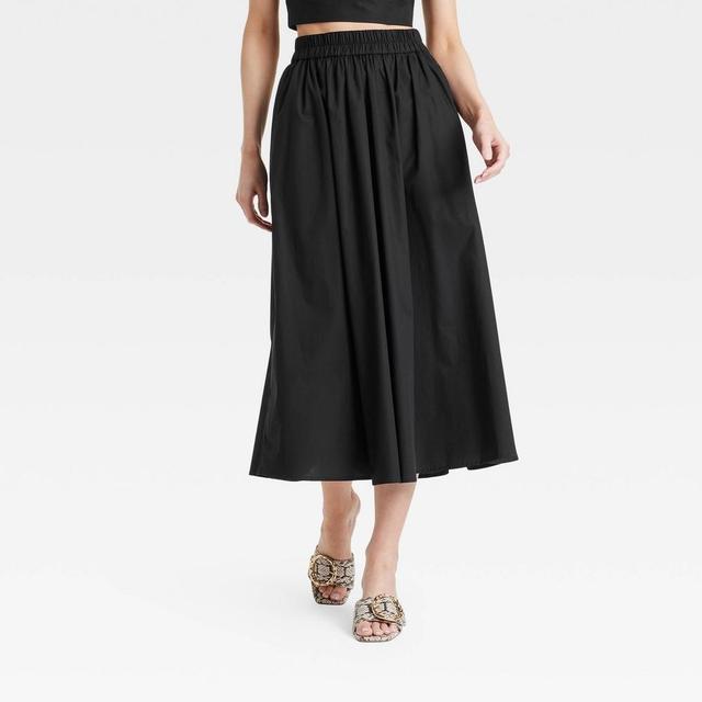 Womens A-Line Midi Picnic Skirt - A New Day Black XS Product Image