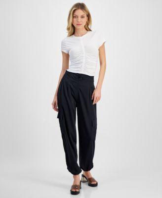 Dkny Jeans Womens Ruched Tee Cargo Pants Product Image