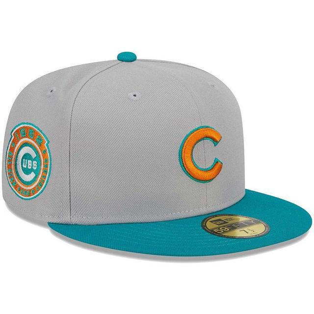 Mens New Era Gray/Teal Chicago Cubs 59FIFTY Fitted Hat Product Image