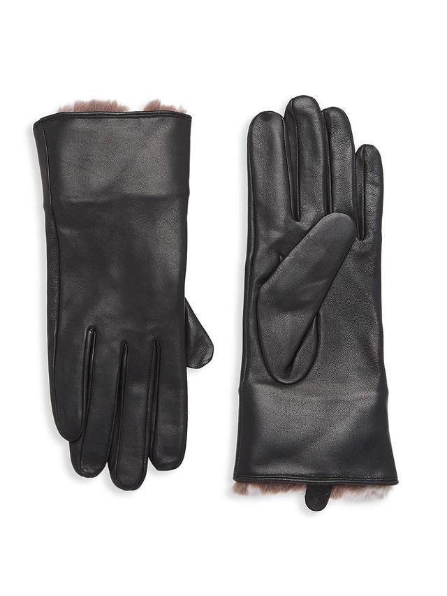 Womens Faux Fur-Lined Leather Gloves Product Image