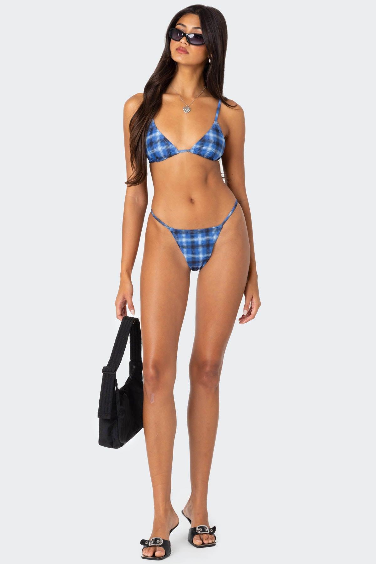 Preppy Plaid String Bikini Bottom Product Image