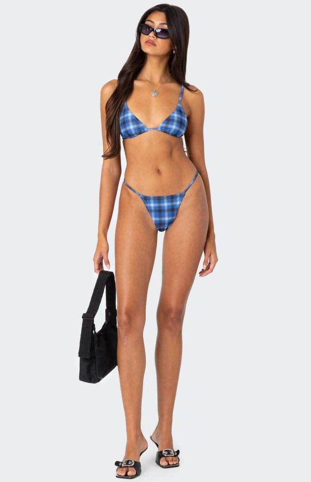 Edikted Women's Preppy Plaid String Bikini Bottom Product Image