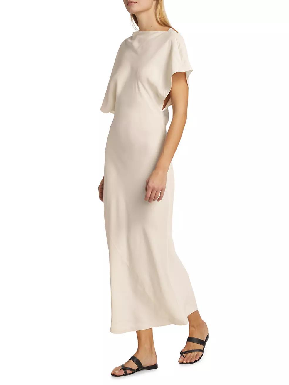 Draped Satin Midi-Dress Product Image