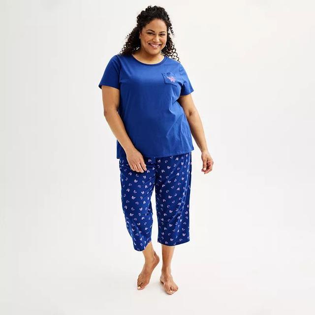 Plus Size Croft & Barrow Short Sleeve Pajama Top & Pajama Pants Set, Womens Product Image