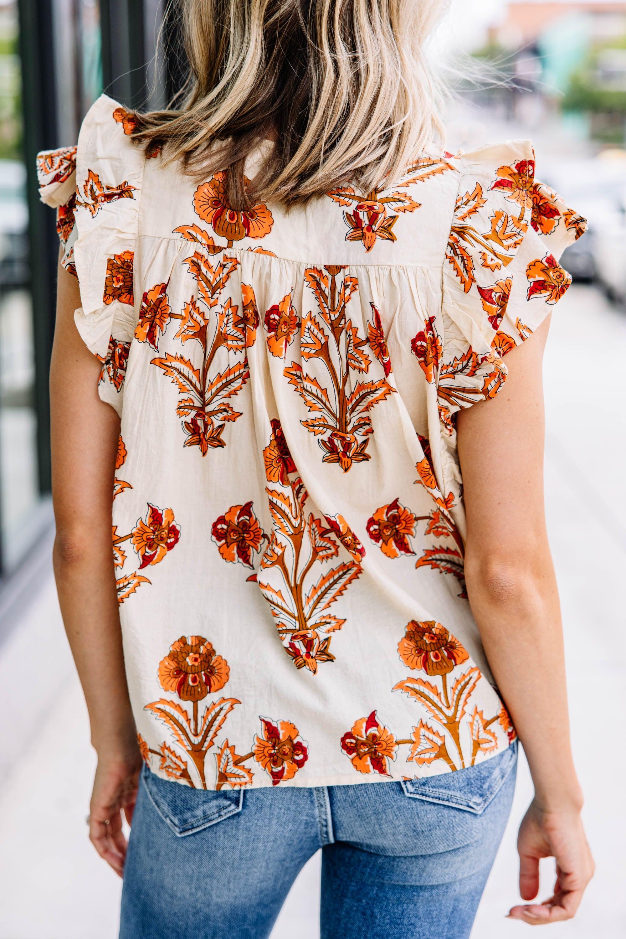 Just That Simple Cream White Floral Embroidered Blouse Female Product Image