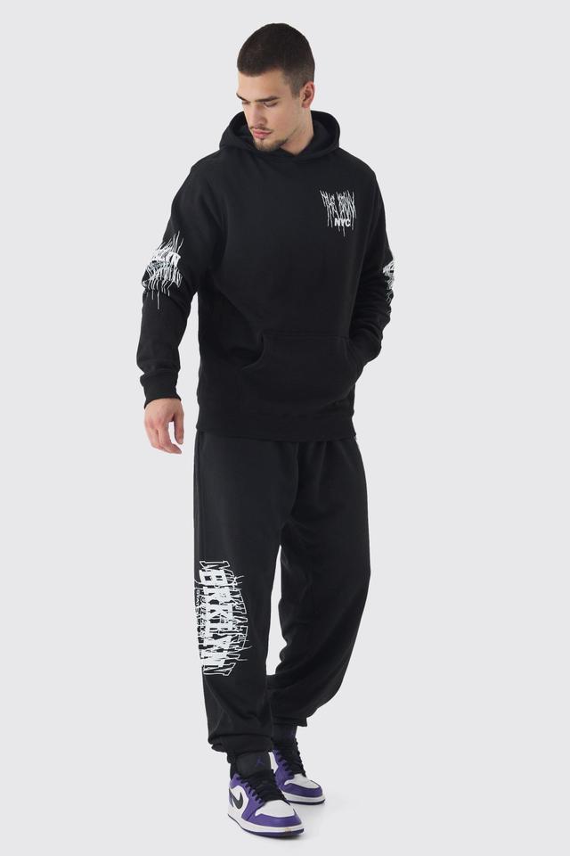 Tall Brooklyn Gothic Varsity Oversized Tracksuit | boohooMAN USA Product Image