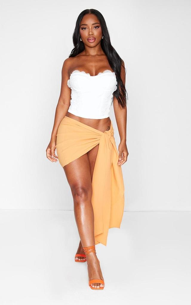 Shape Orange Crinkle Tie Mini Skirt Product Image