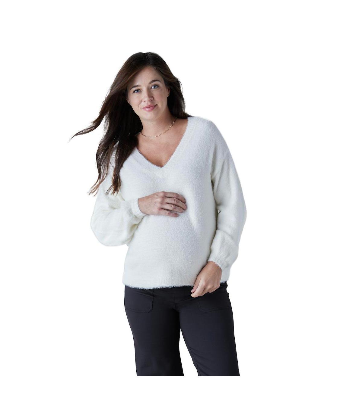 Ingrid & Isabel Fluffy V-Neck Maternity Sweater Product Image