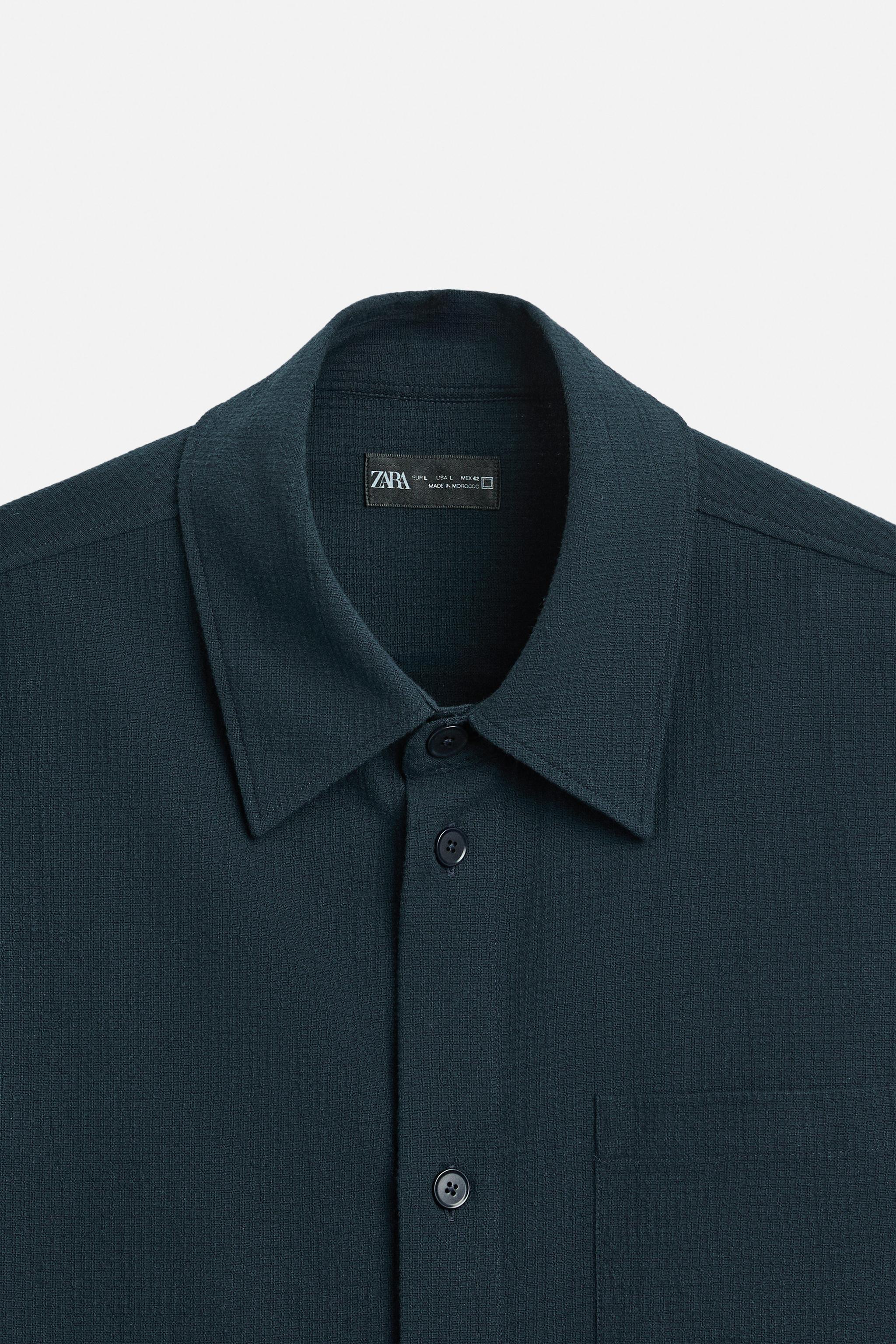 COTTON LINEN BLEND SEERSUCKER OVERSHIRT Product Image