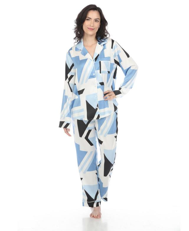 White Mark Womens Printed Satin Pajama Set Product Image