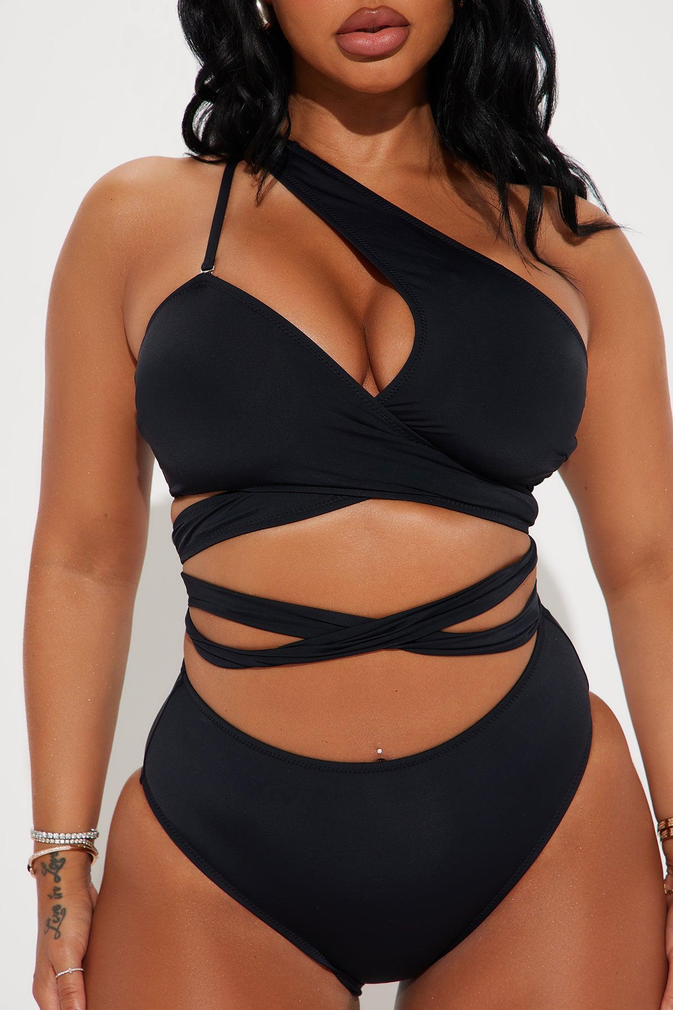 Sipping On Coconuts Strappy Cutout 2 Piece Bikini - Black Product Image