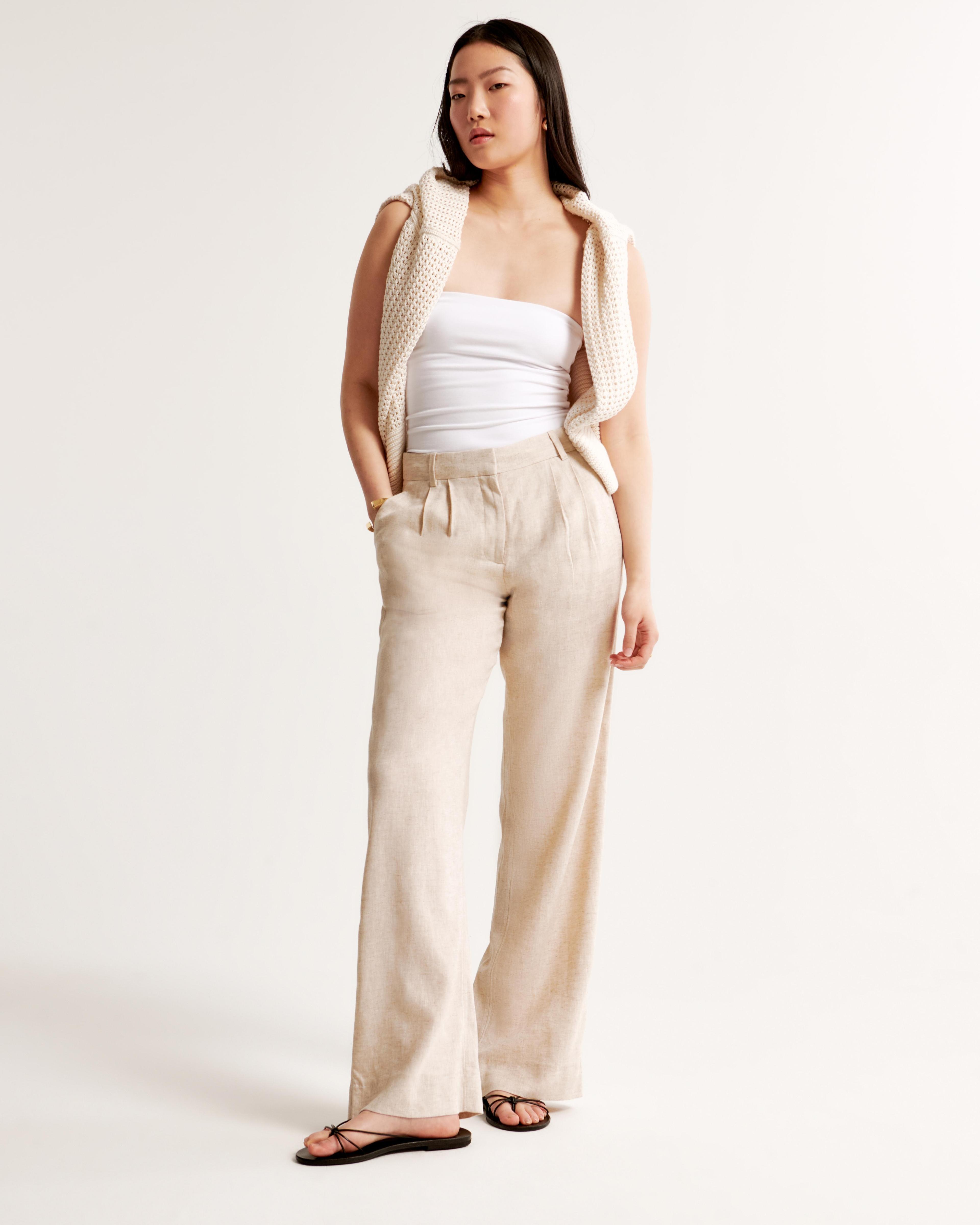 A&F Sloane Low Rise Tailored Linen-Blend Pant product image