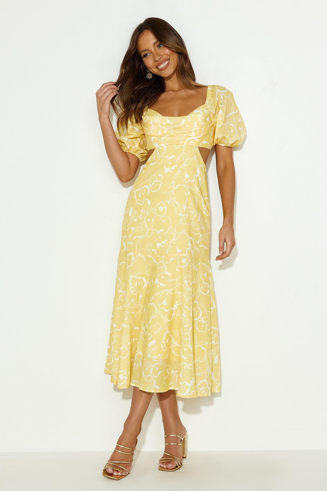 Bright Personality Midi Dress Yellow Product Image