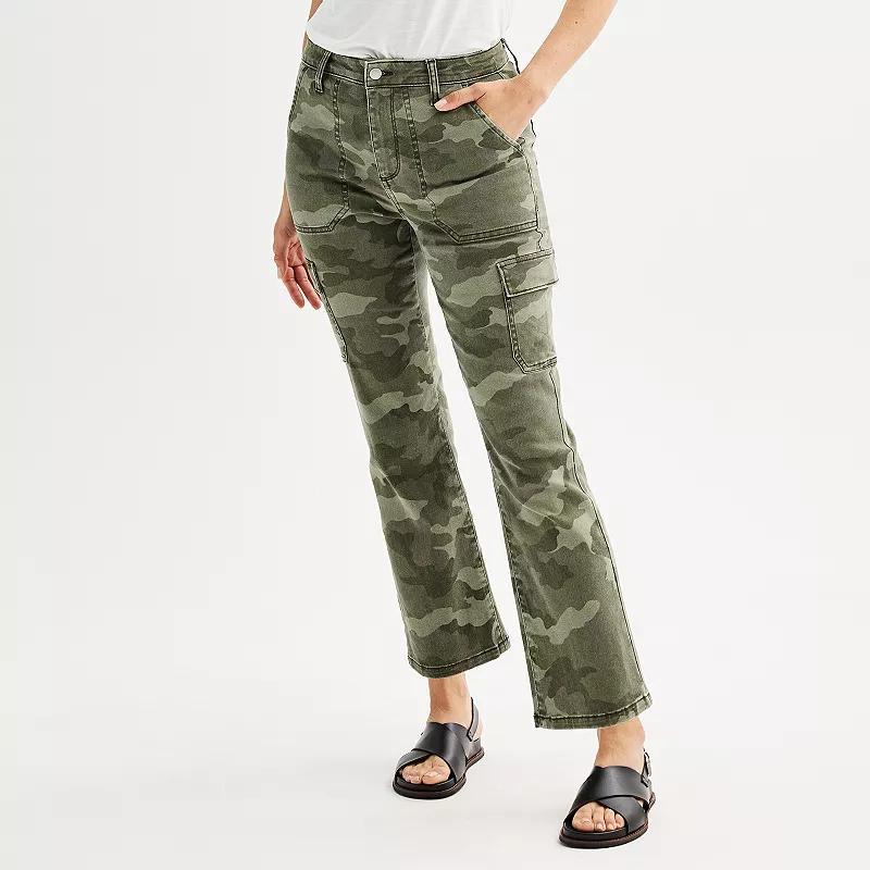 Petite Sonoma Goods For Life Ankle Cargo Flare Pants, Womens Green product image