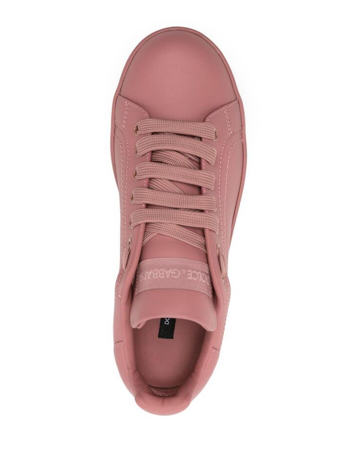 Embossed-logo Leather Sneakers In Pink Product Image