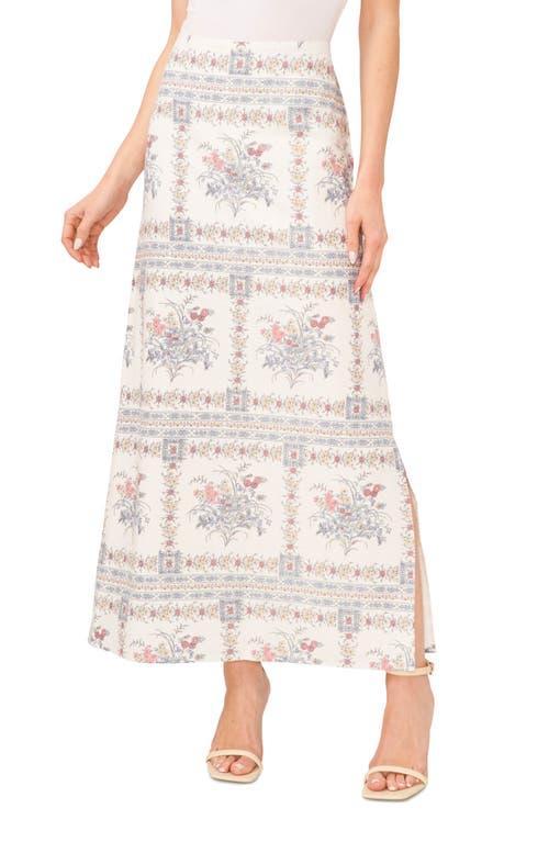 CeCe Floral A-Line Linen Blend Maxi Skirt Product Image