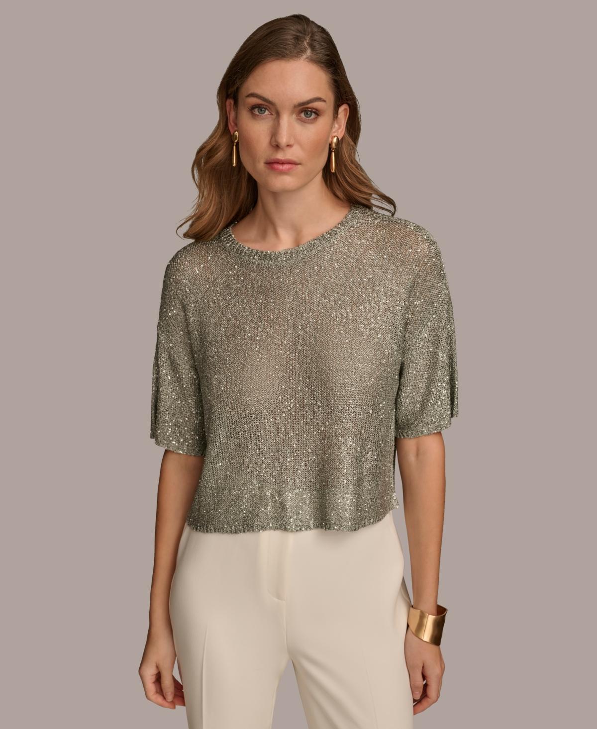 Women's Short Sleeve Sequin Sweater Product Image