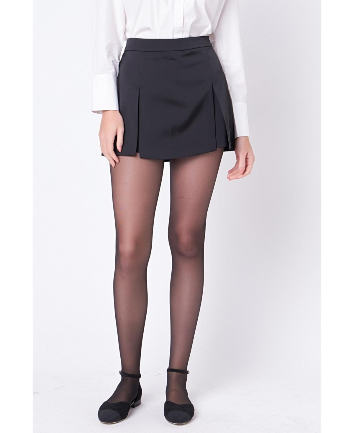 English Factory Womens Satin Single Pleat Skort Product Image