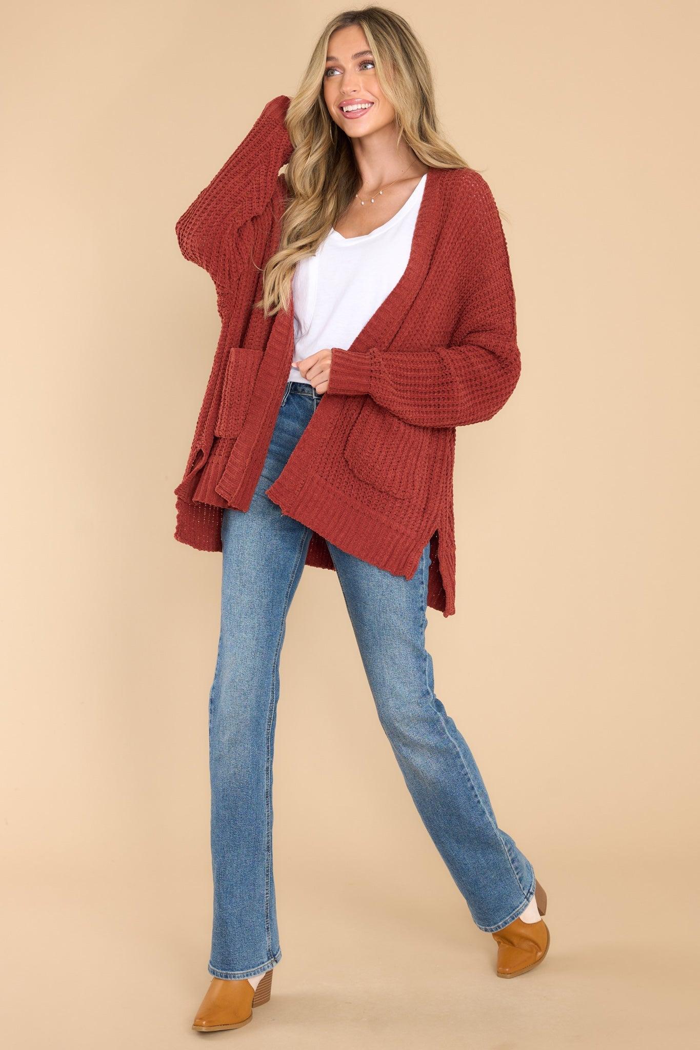 Moving On Up Rust Cardigan Orange Product Image