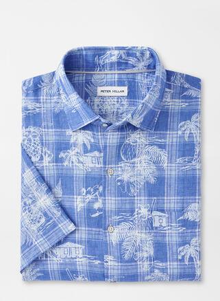 Peter Millar Mens Shoreside Linen Sport Shirt | Color: Maritime | Size: L Product Image