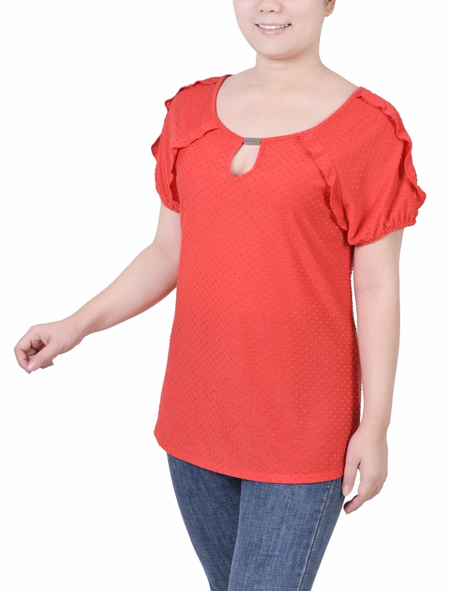 Short Sleeve Swiss Dot Top - Petite Product Image