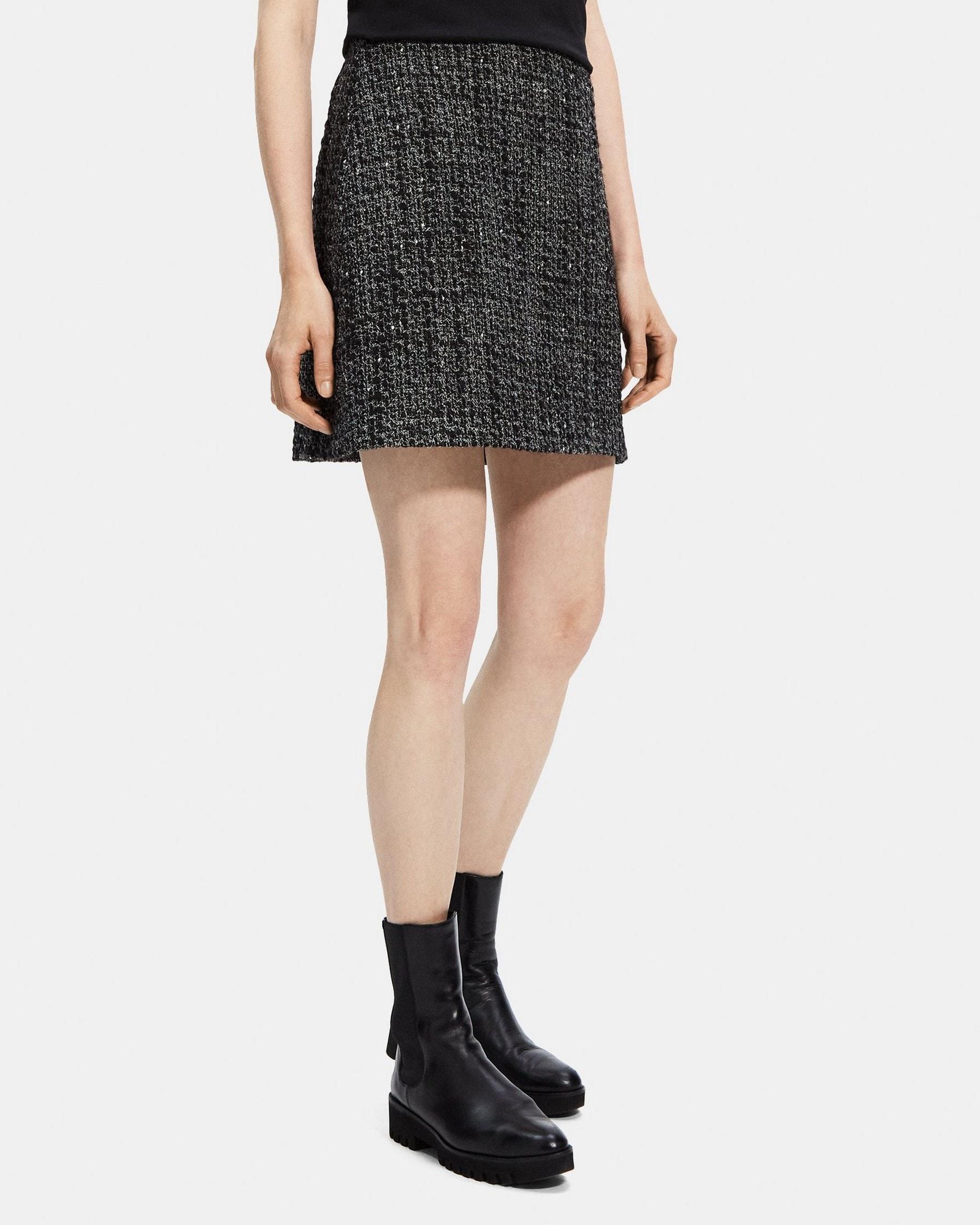 High-Waisted Mini Skirt in Wool-Blend Tweed Product Image