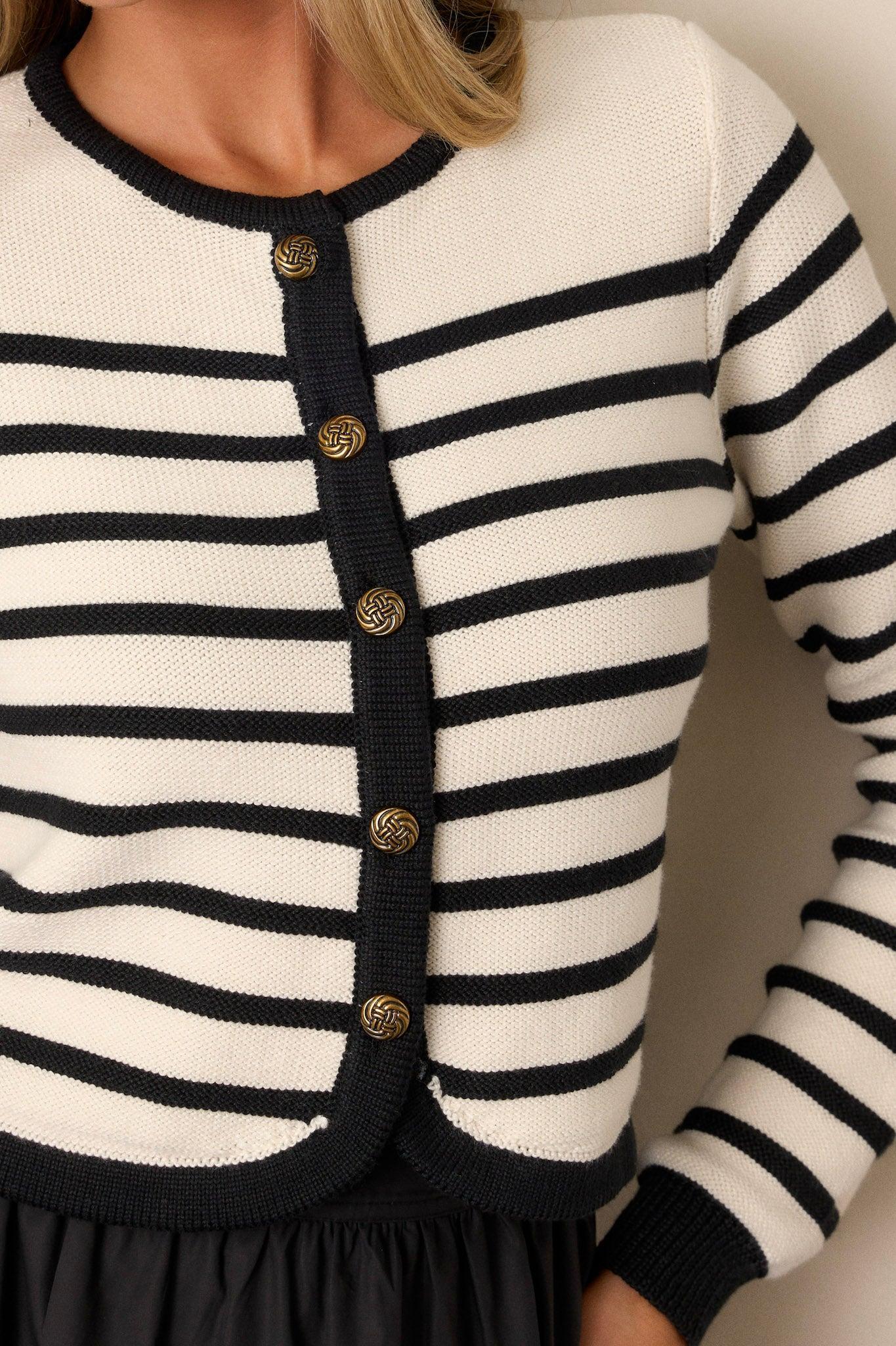 What Should I Do Ivory Stripe Cardigan Product Image