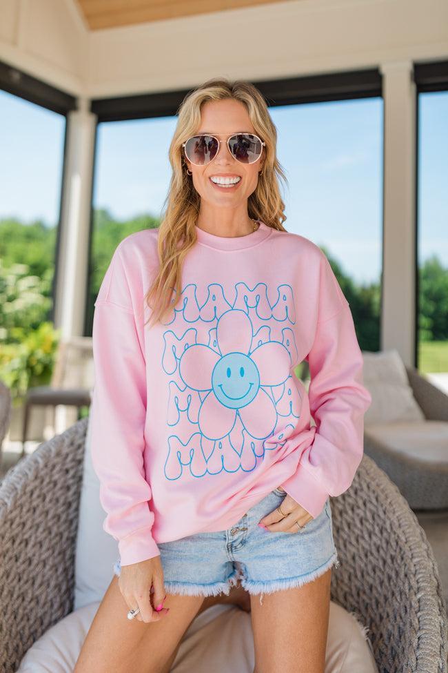 Mama Daisy Repeat Light Pink Oversized Graphic Sweatshirt Tori X Pink Lily Product Image