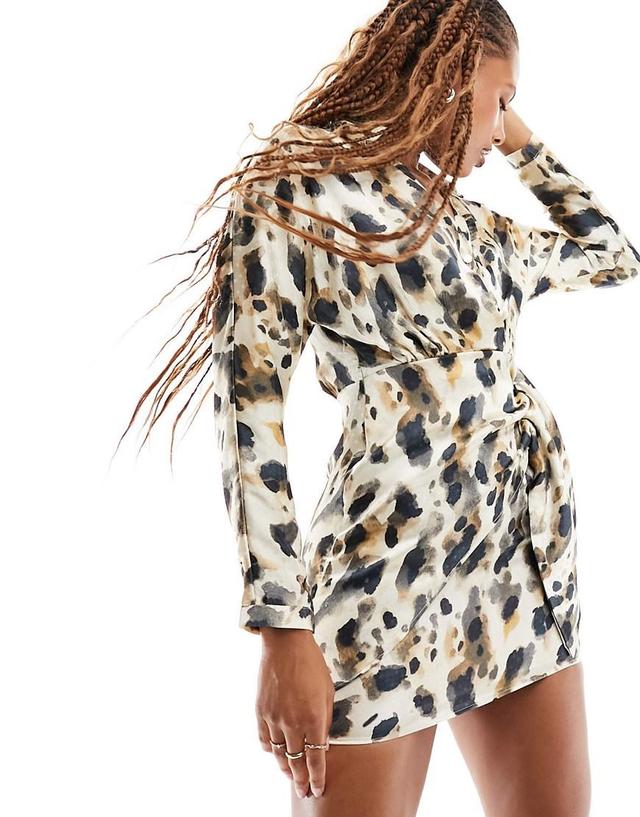 Mango abstract animal print mini dress Product Image