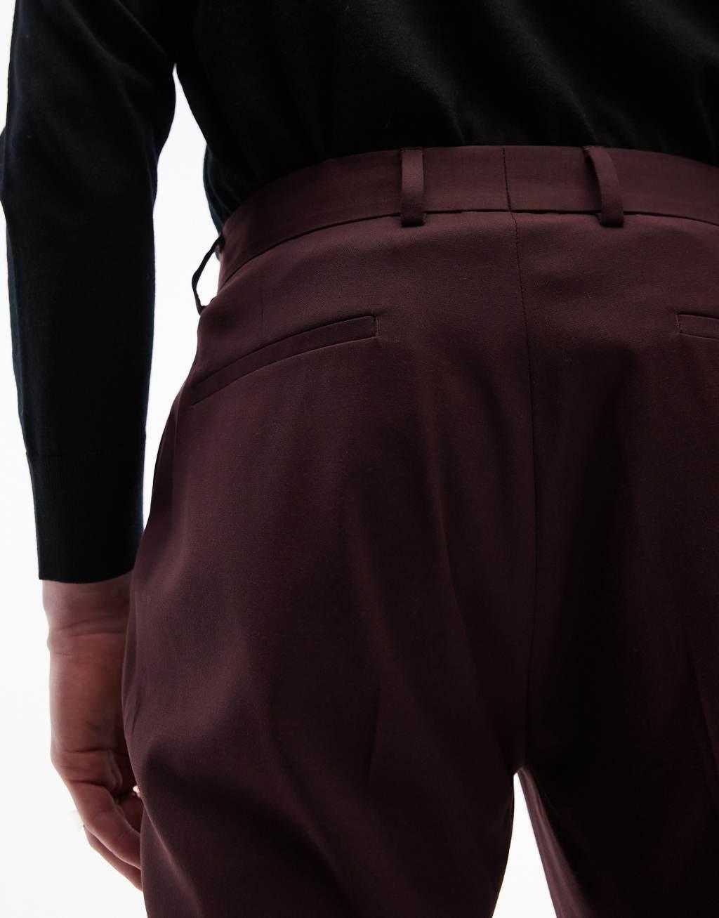 Topman premium taper suit pants in red Product Image