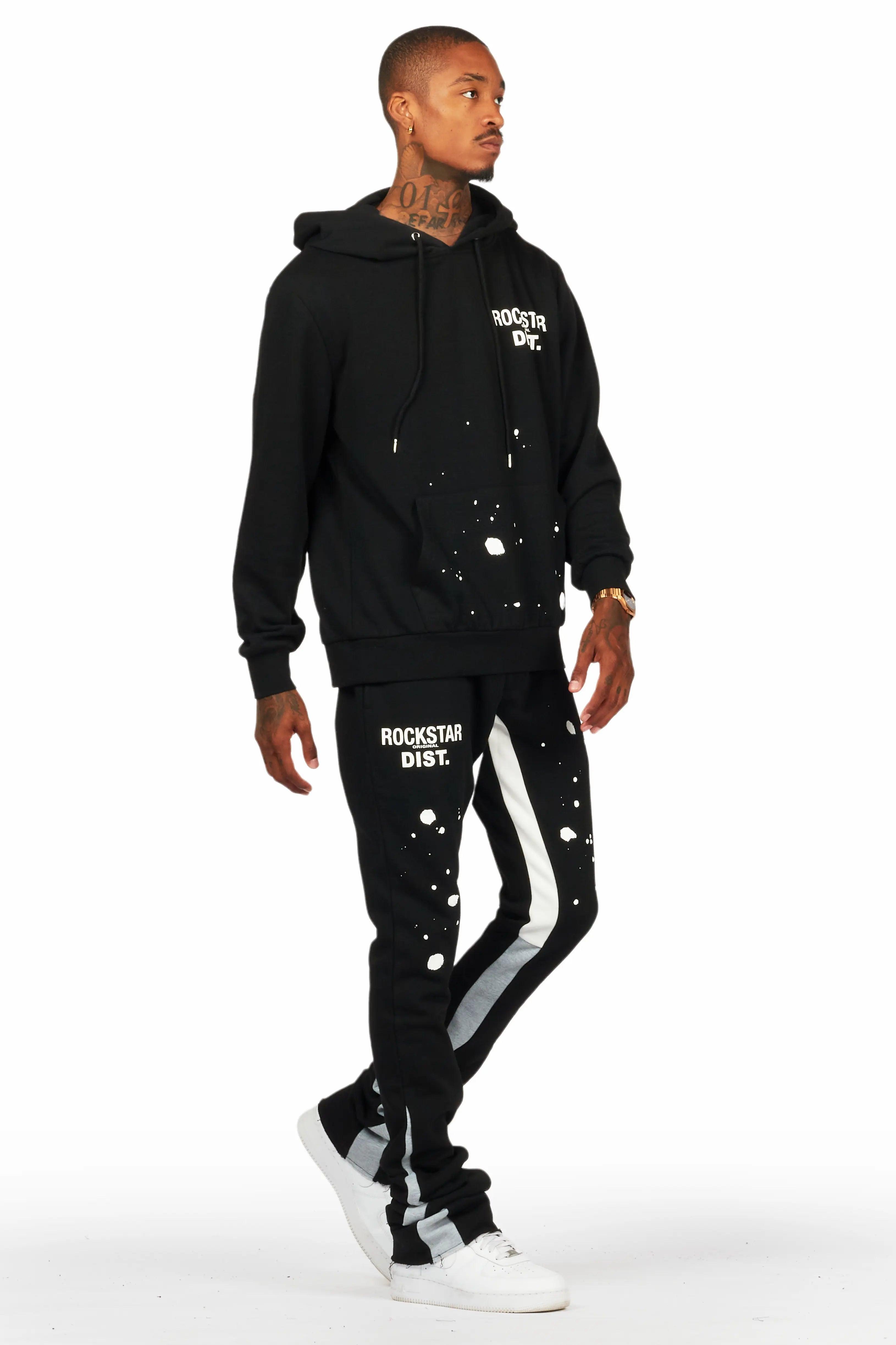 Raffer Black/White Hoodie/Super Stacked Flare Pant Set Male Product Image