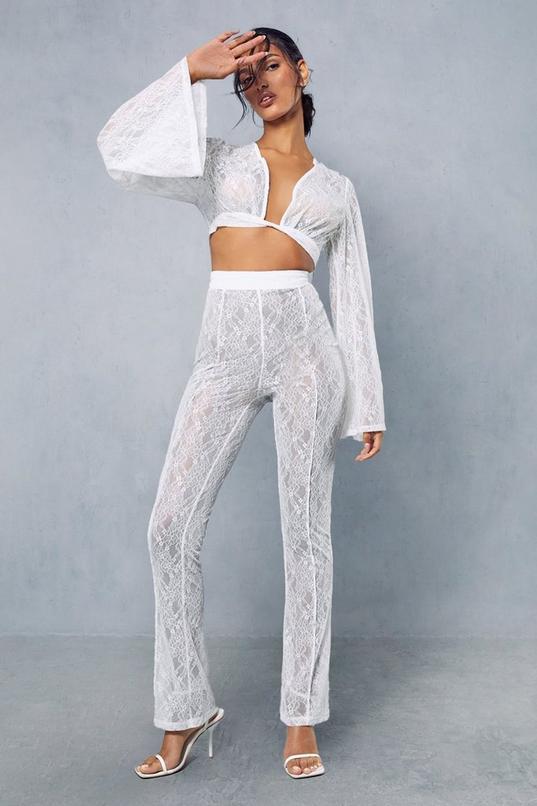 Lace Twist Shirt And Seam Detail Trouser Co-ord Product Image