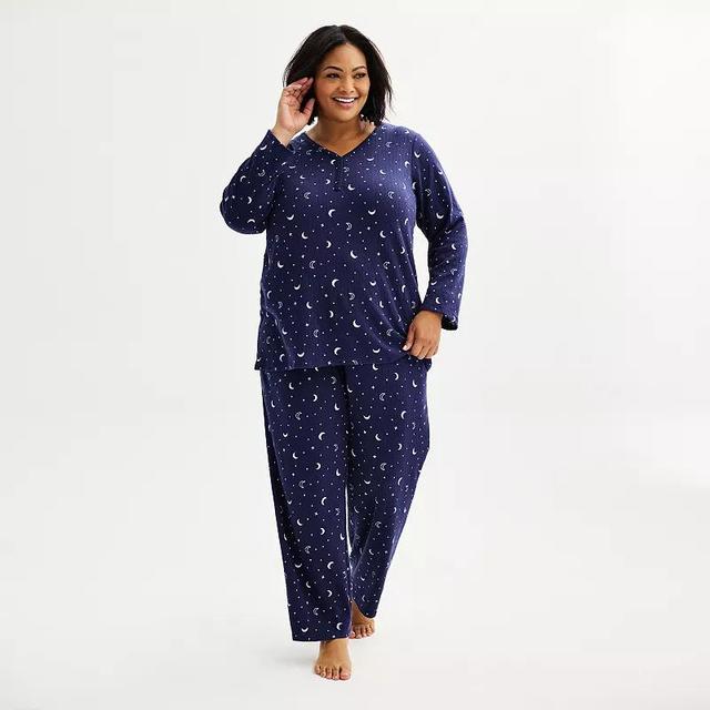 Plus Size Croft & Barrow Long Sleeve Pajama Top & Pajama Pants Set, Womens Product Image