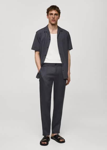 MANGO MAN - Slim-fit 100% linen pants night blueMen Product Image