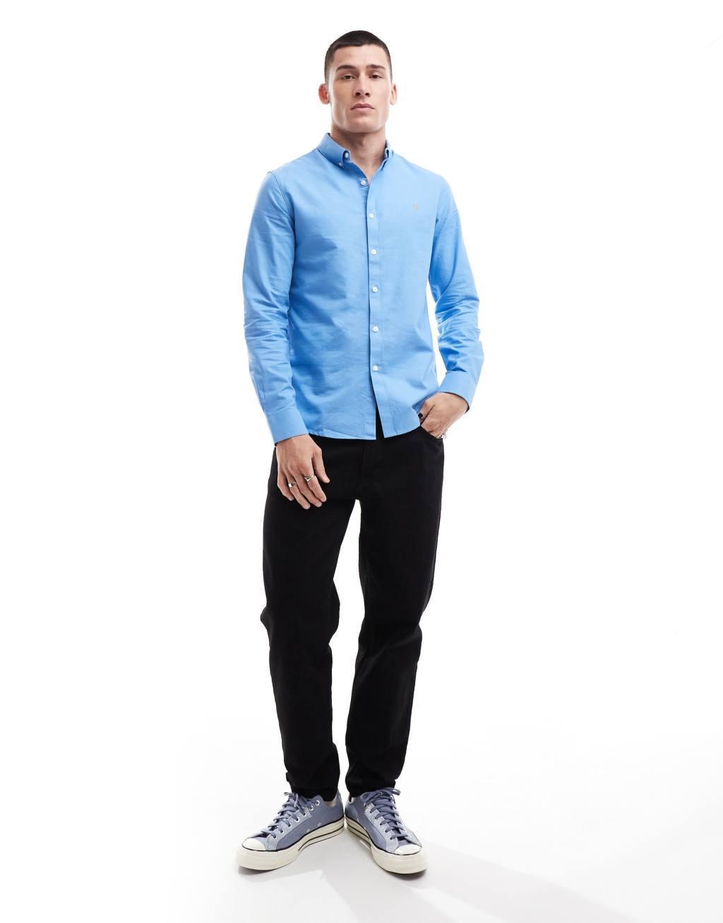 Farah Brewer long sleeve shirt in blue Product Image