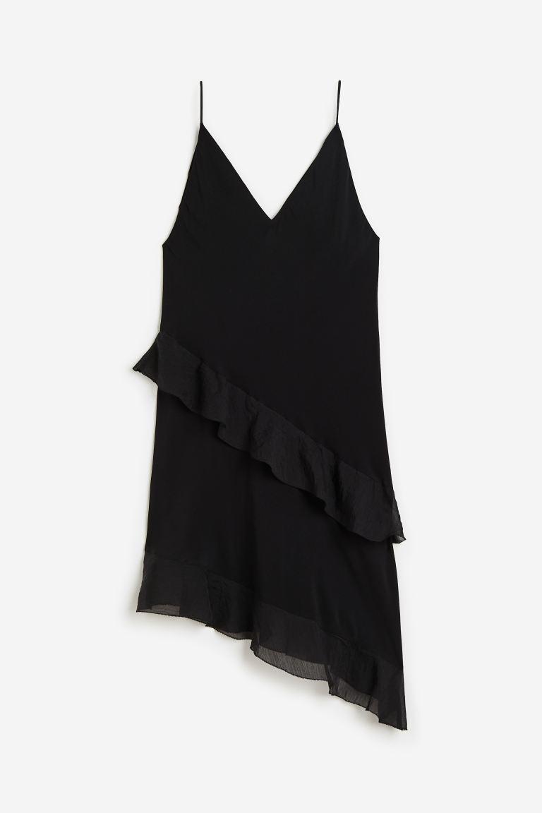 Flounced Satin Slip Dress Product Image